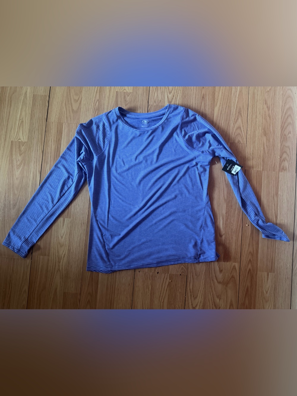 Athleta women's stretch print stretch long-sleeved t-shirt In Purple/black SzM